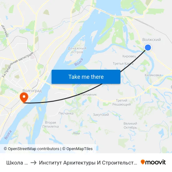 Школа №3 to Институт Архитектуры И Строительства Волггту map