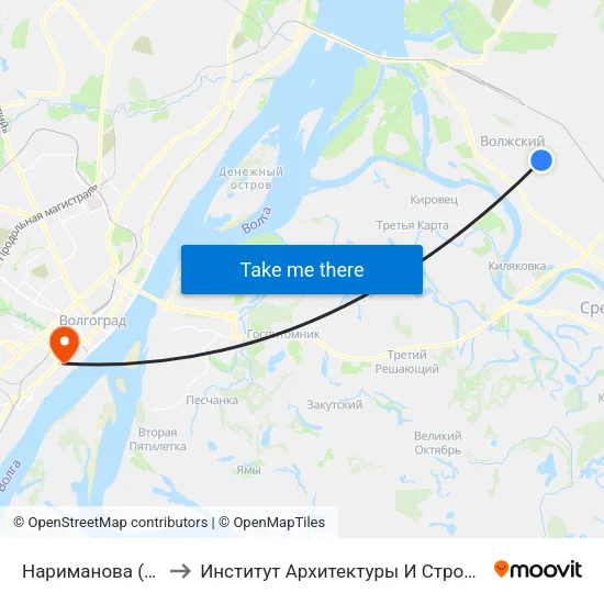 Нариманова (Ул. Мира) to Институт Архитектуры И Строительства Волггту map