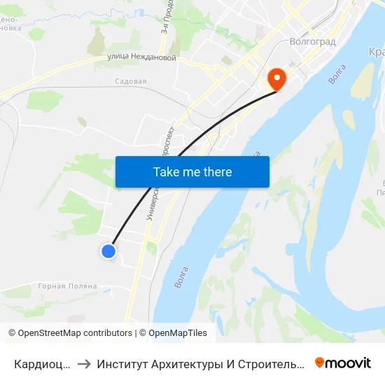 Кардиоцентр to Институт Архитектуры И Строительства Волггту map
