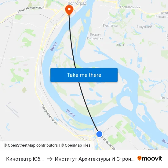 Кинотеатр Юбилейный to Институт Архитектуры И Строительства Волггту map