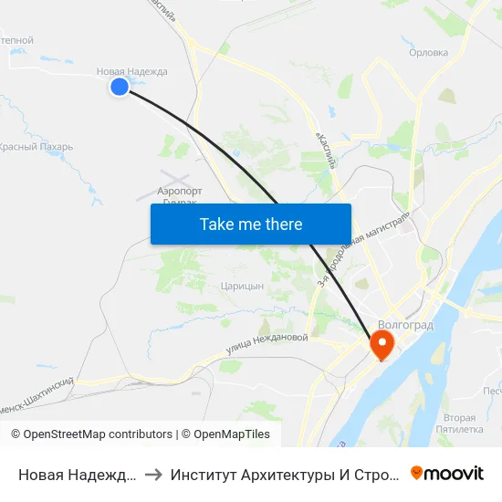 Новая Надежда (Трасса) to Институт Архитектуры И Строительства Волггту map