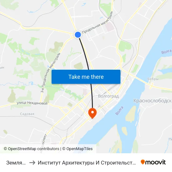Землячки to Институт Архитектуры И Строительства Волггту map