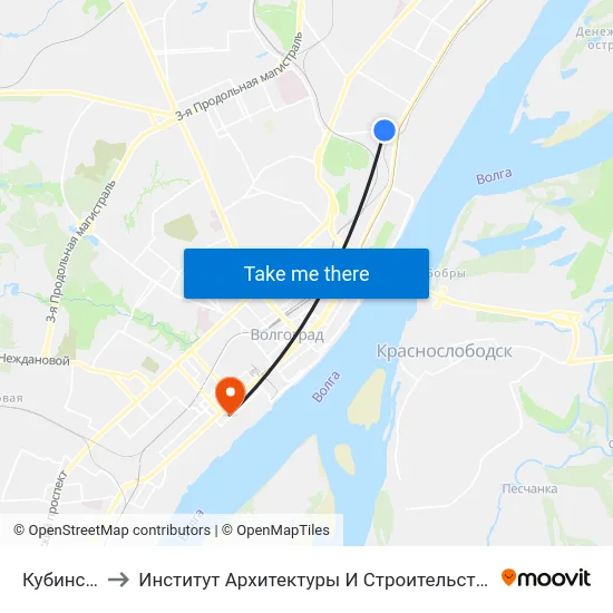 Кубинская to Институт Архитектуры И Строительства Волггту map