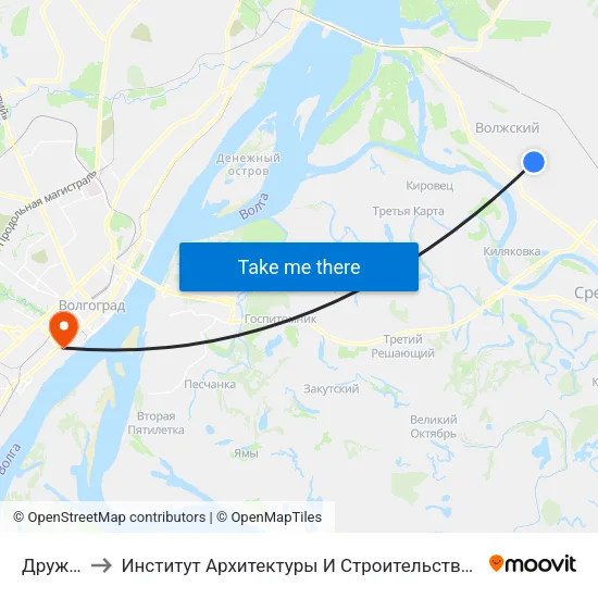 Дружбы to Институт Архитектуры И Строительства Волггту map