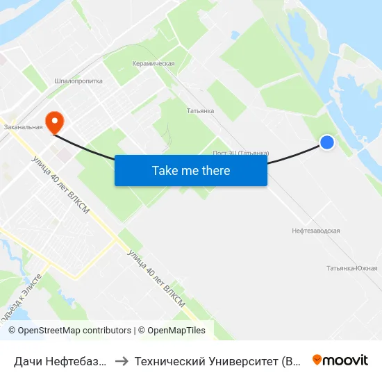 Дачи Нефтебаза (А) to Технический Университет (Волггту) map