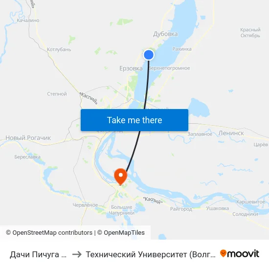 Дачи Пичуга (А) to Технический Университет (Волггту) map