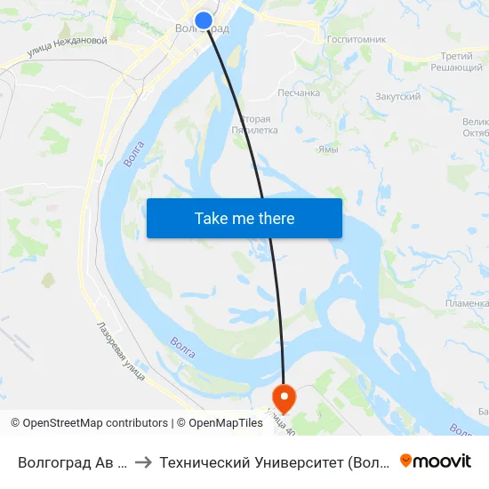 Волгоград Ав (Б) to Технический Университет (Волггту) map