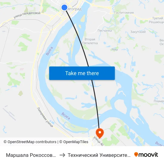 Маршала Рокоссовского (А) to Технический Университет (Волггту) map