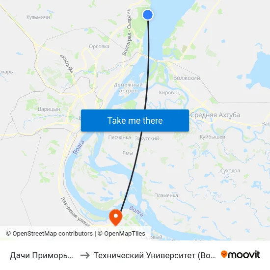 Дачи Приморье (Б) to Технический Университет (Волггту) map