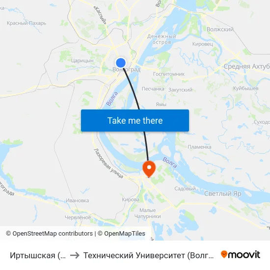 Иртышская (Б) to Технический Университет (Волггту) map