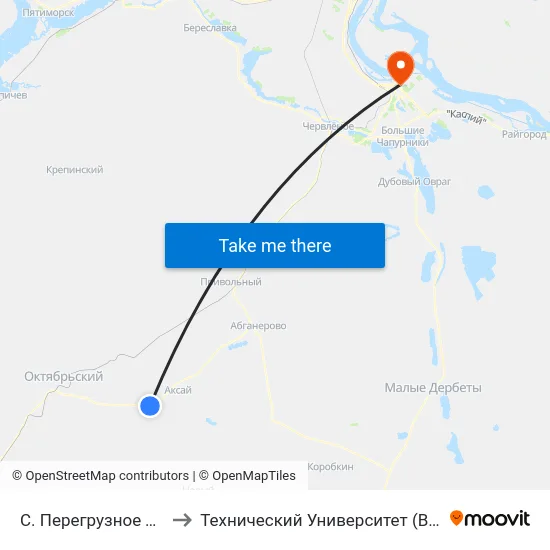С. Перегрузное Тр (Б) to Технический Университет (Волггту) map