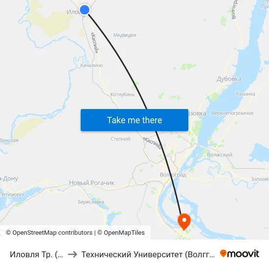 Иловля Тр. (Б) to Технический Университет (Волггту) map