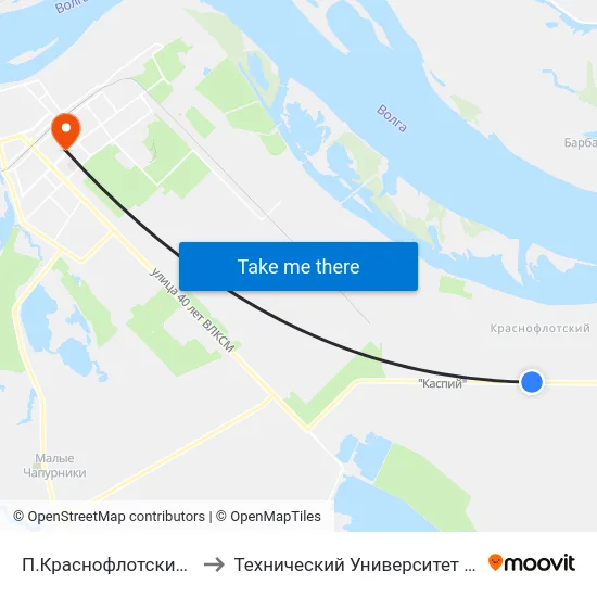 П.Краснофлотский Тр.(А) to Технический Университет (Волггту) map