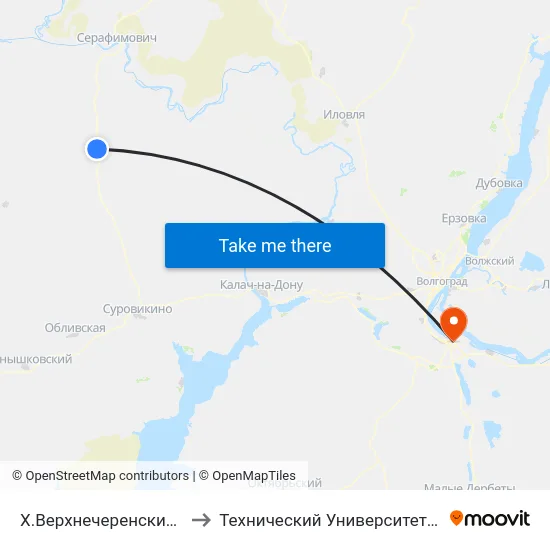 Х.Верхнечеренский Тр. (Б) to Технический Университет (Волггту) map