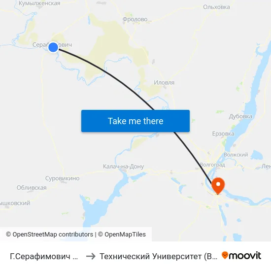 Г.Серафимович Ас (А) to Технический Университет (Волггту) map
