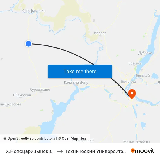 Х.Новоцарицынский Тр. (А) to Технический Университет (Волггту) map
