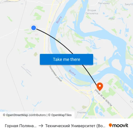 Горная Поляна (А) to Технический Университет (Волггту) map