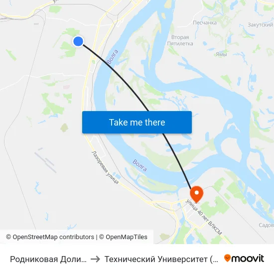 Родниковая Долина (Б) to Технический Университет (Волггту) map
