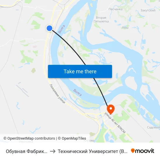 Обувная Фабрика (Б) to Технический Университет (Волггту) map