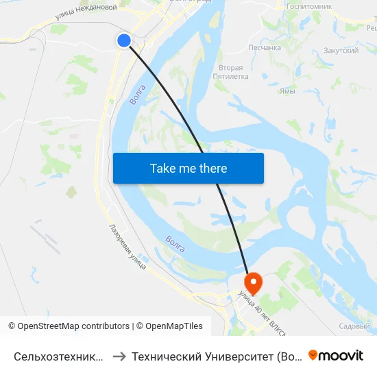Сельхозтехника (А) to Технический Университет (Волггту) map