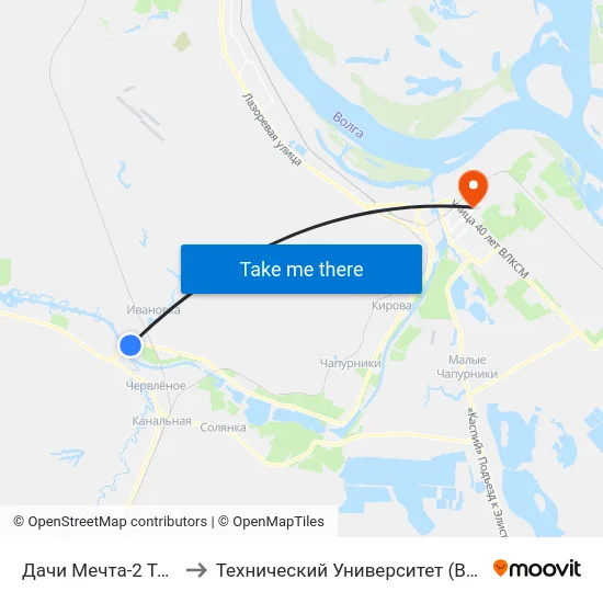 Дачи Мечта-2 Тр. (А) to Технический Университет (Волггту) map