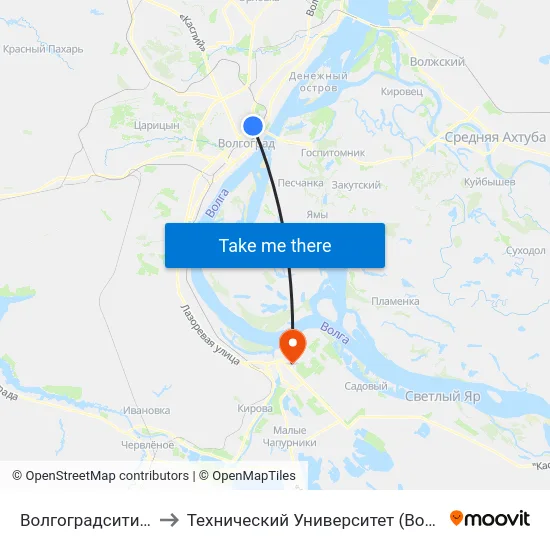 Волгоградсити (А) to Технический Университет (Волггту) map