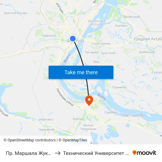 Пр. Маршала Жукова (Б) to Технический Университет (Волггту) map