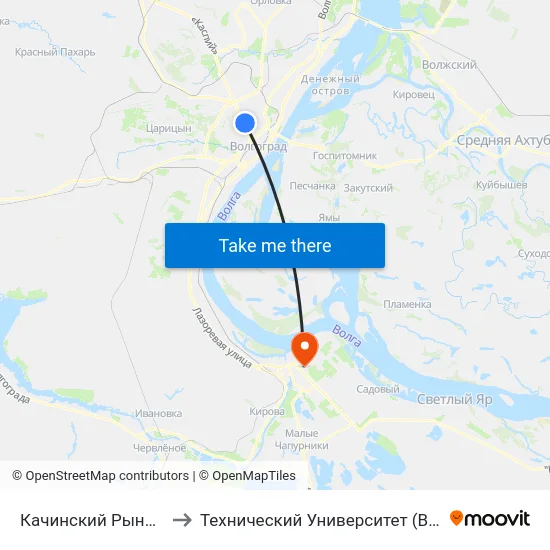 Качинский Рынок (Б) to Технический Университет (Волггту) map