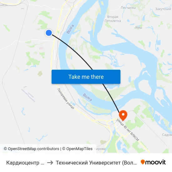 Кардиоцентр (А) to Технический Университет (Волггту) map