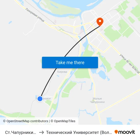 Ст.Чапурники (Б) to Технический Университет (Волггту) map