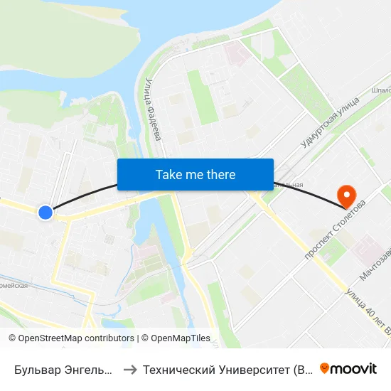 Бульвар Энгельса (А) to Технический Университет (Волггту) map