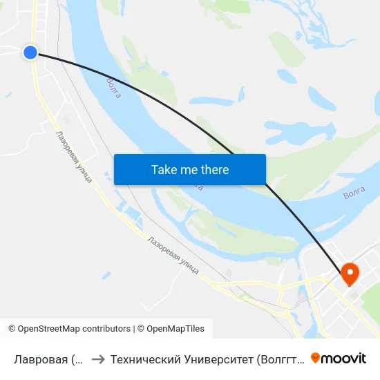 Лавровая (Б) to Технический Университет (Волггту) map