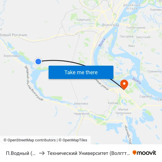 П.Водный (Б) to Технический Университет (Волггту) map
