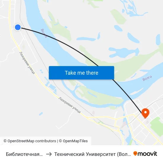 Библиотечная (А) to Технический Университет (Волггту) map