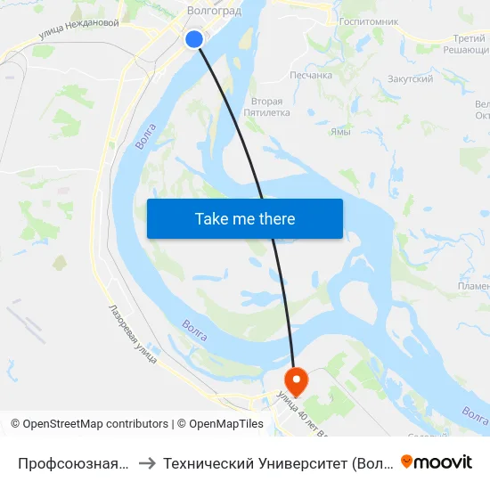 Профсоюзная (А) to Технический Университет (Волггту) map