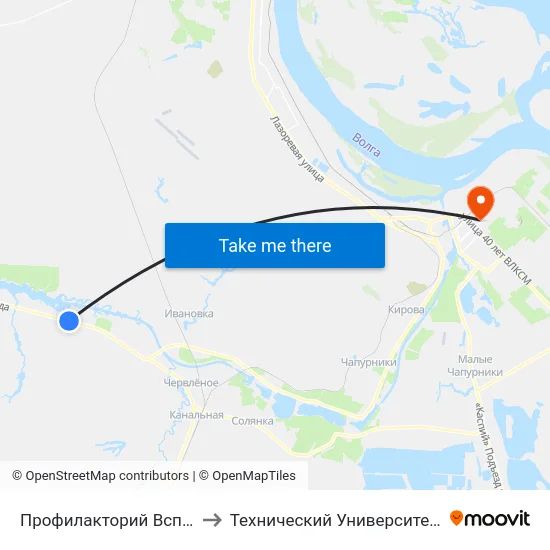 Профилакторий Вспкз Тр. (А) to Технический Университет (Волггту) map