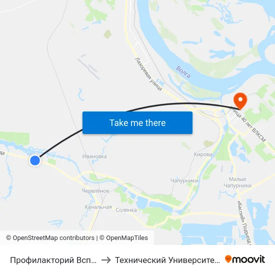 Профилакторий Вспкз Тр. (Б) to Технический Университет (Волггту) map