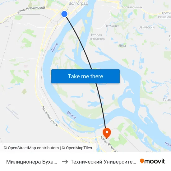 Милиционера Буханцева (Б) to Технический Университет (Волггту) map