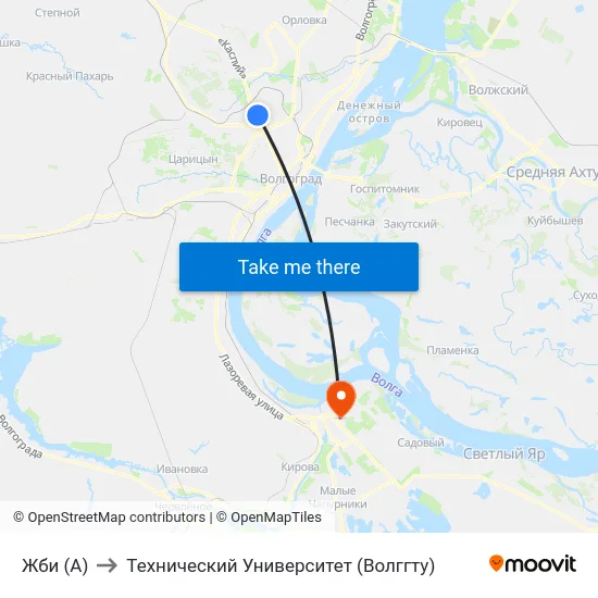 Жби (А) to Технический Университет (Волггту) map