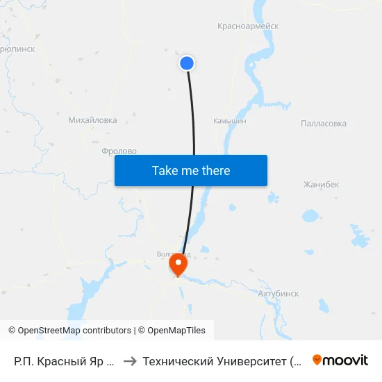 Р.П. Красный Яр Ас (А) to Технический Университет (Волггту) map