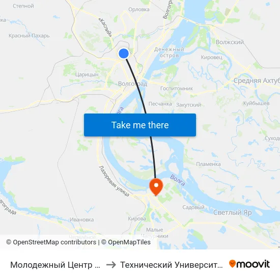 Молодежный Центр Россия (Б) to Технический Университет (Волггту) map