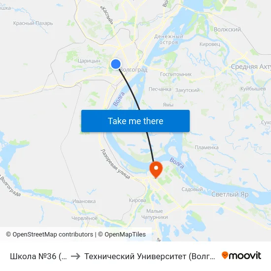 Школа №36 (А) to Технический Университет (Волггту) map