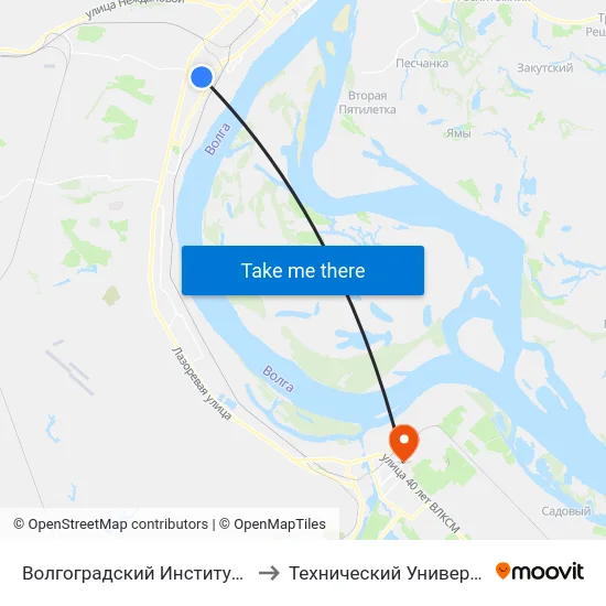 Волгоградский Институт Кооперации (А) to Технический Университет (Волггту) map