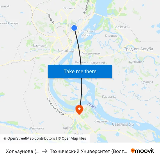 Хользунова (А) to Технический Университет (Волггту) map