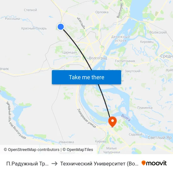 П.Радужный Тр. (Б) to Технический Университет (Волггту) map