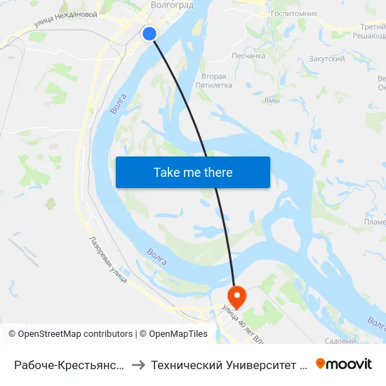 Рабоче-Крестьянская (Б) to Технический Университет (Волггту) map