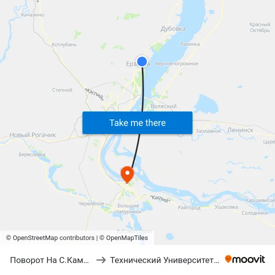 Поворот На С.Каменка (А) to Технический Университет (Волггту) map