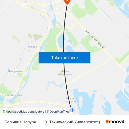 Большие Чапурники (А) to Технический Университет (Волггту) map