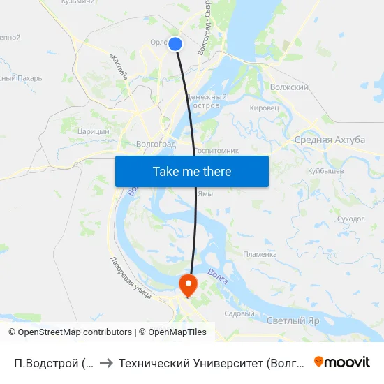 П.Водстрой (А) to Технический Университет (Волггту) map
