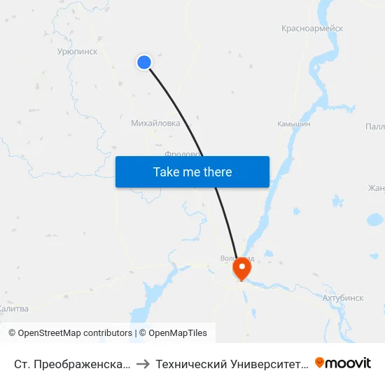 Ст. Преображенская Ас (А) to Технический Университет (Волггту) map